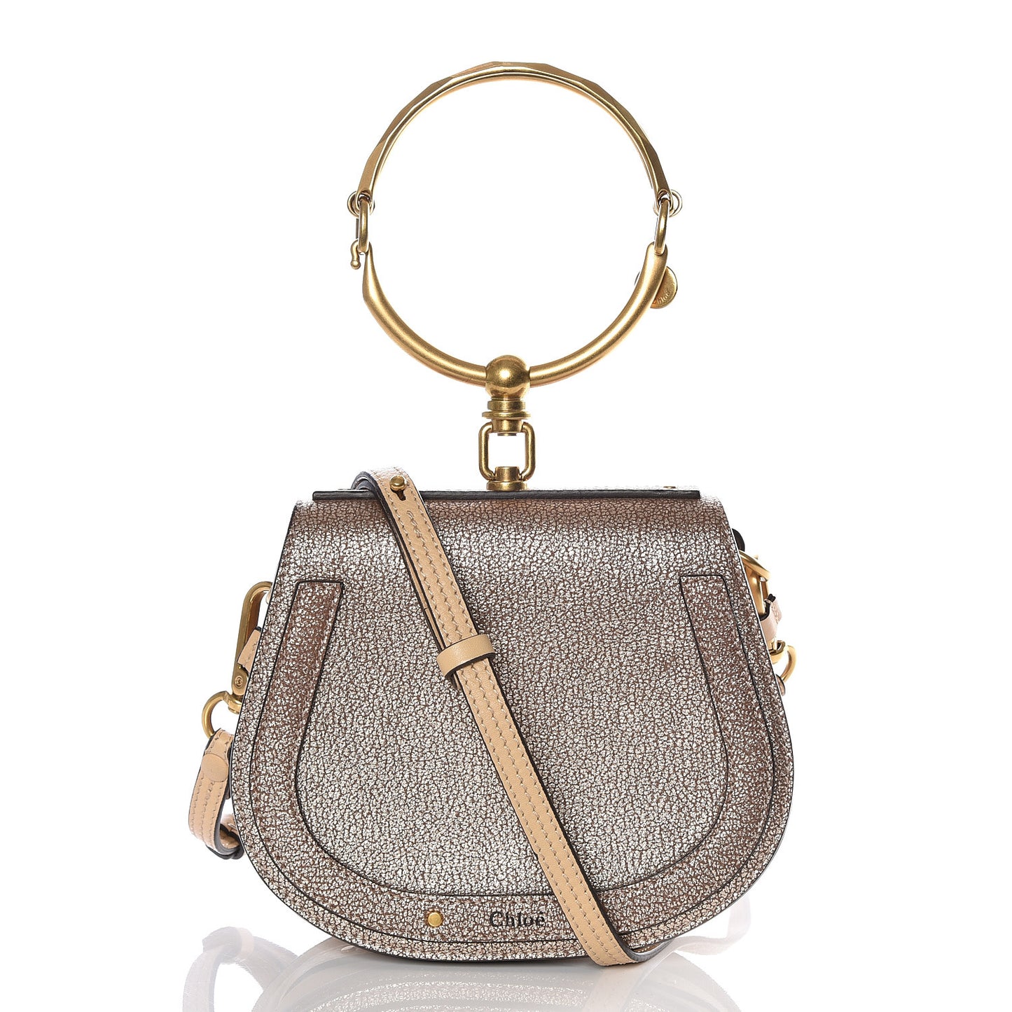 Metallic Calfskin Small Nile Bracelet Bag Gold
