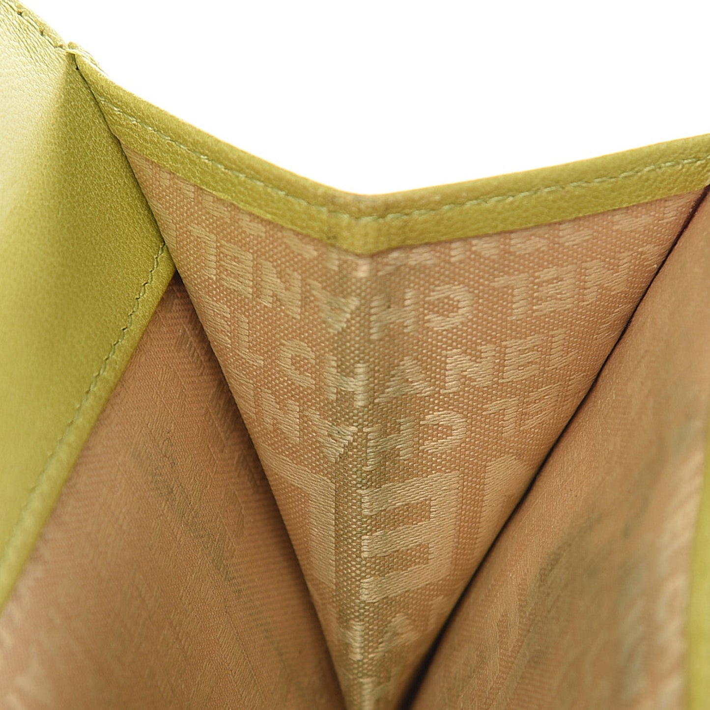 Lambskin Precious Symbols French Flap Wallet Chartreuse