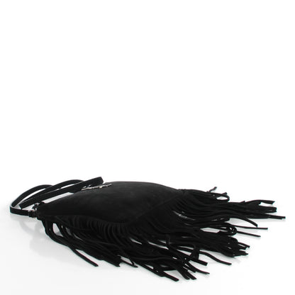 Saint Laurent Suede Calfskin Small Fringe Crossbody Bag Black 4 of 7