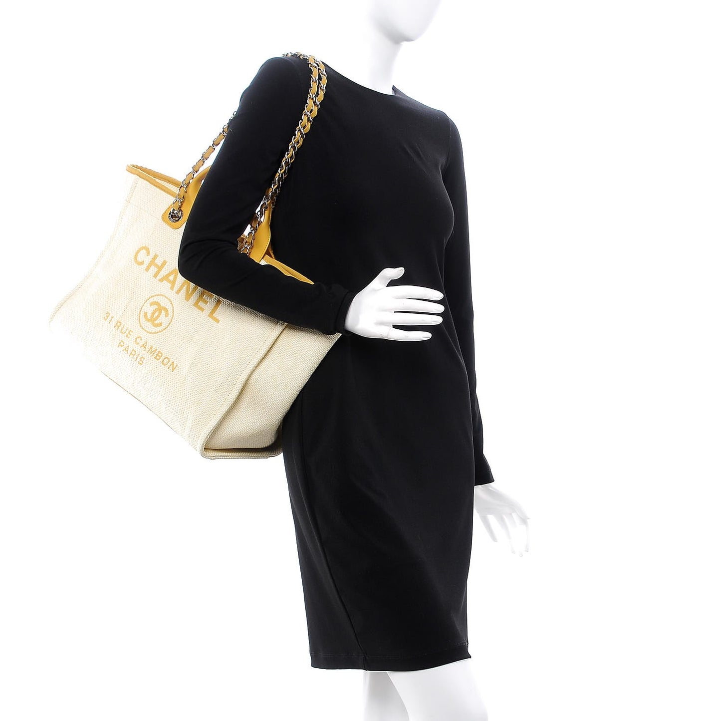 Woven Straw Raffia Large Deauville Tote Yellow