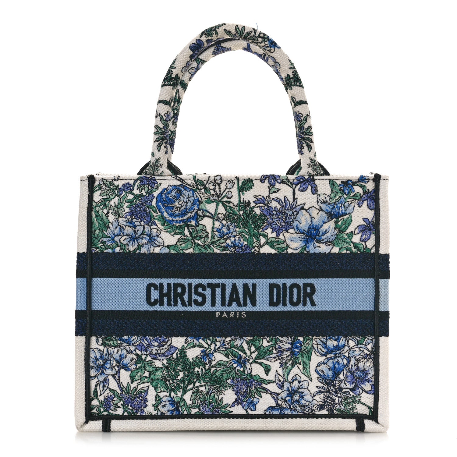 バッグ 753 Christian Dior canvas handbag Christian Dior Canvas Embroidered Small Flowers Book Tote