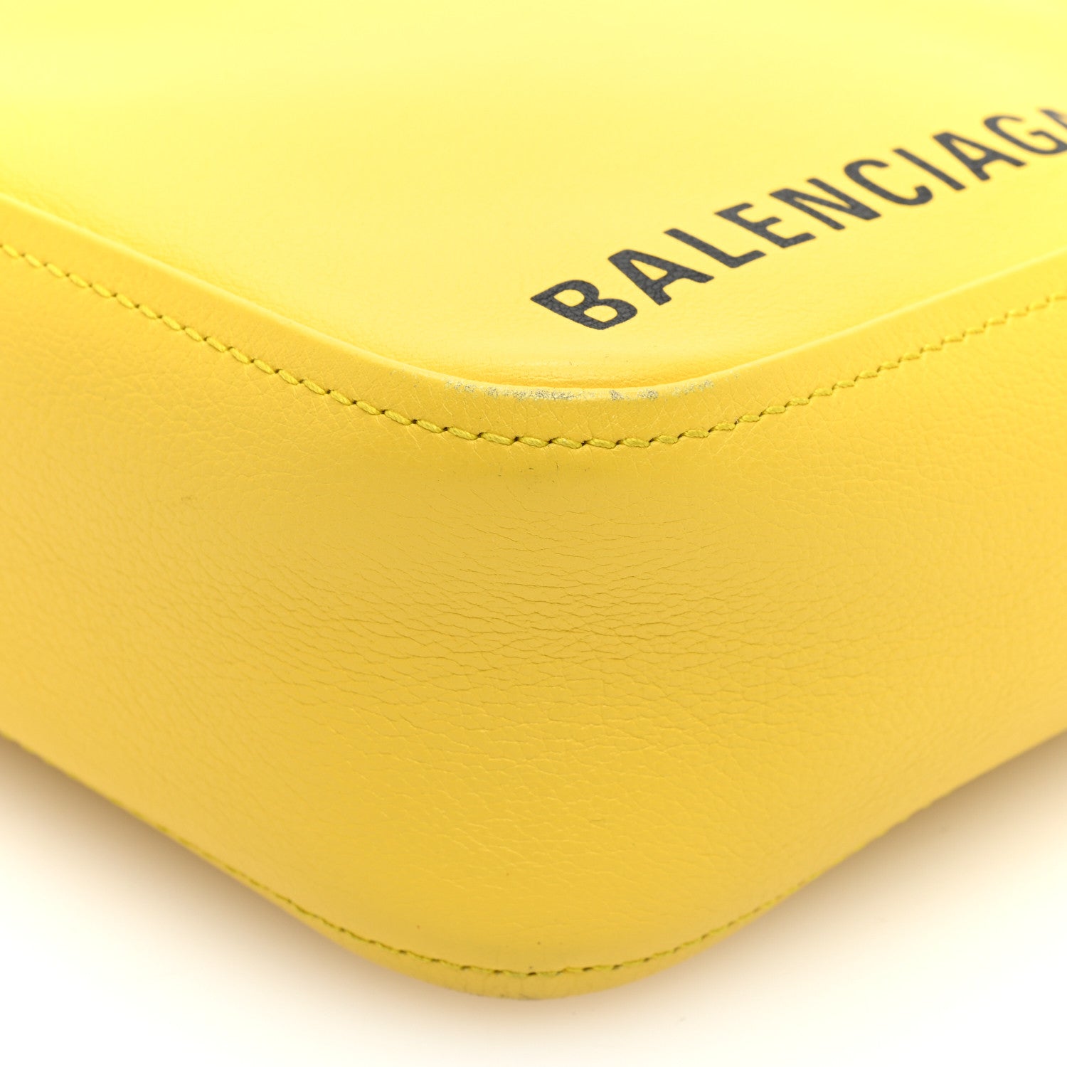 Balenciaga Shiny Day Calfskin Logo XS Triangle Duffle Jaune Black 8 of 11
