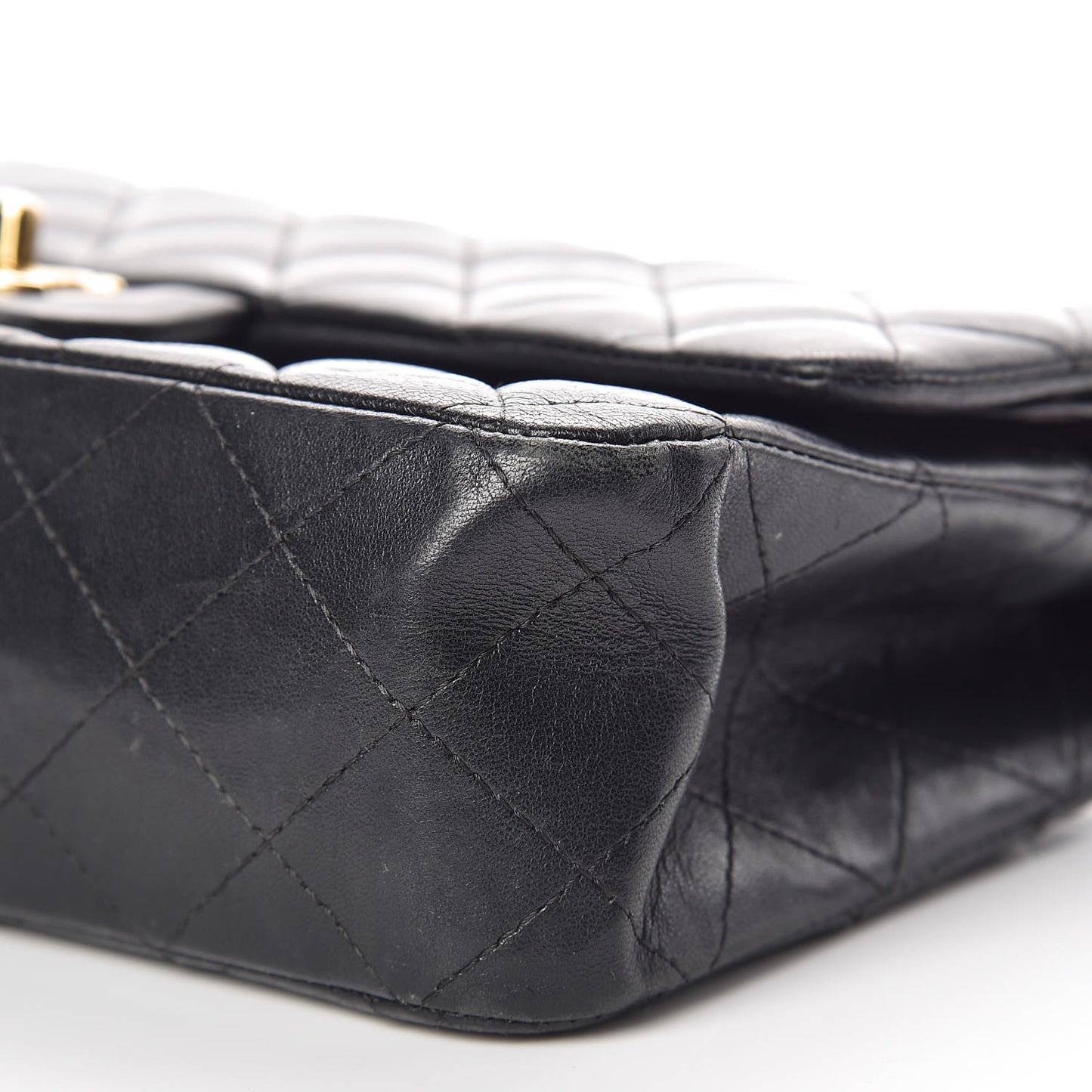 Lambskin Quilted Medium Double Flap Black