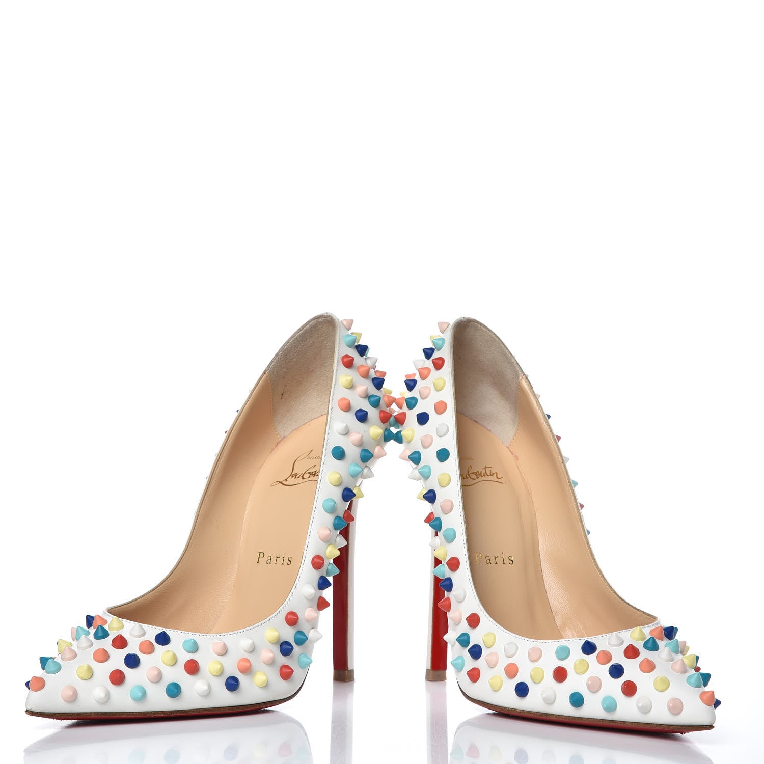 Christian Louboutin Gomme Pigalle Spikes 120 Pumps 38.5 White Multicolor 6 of 15