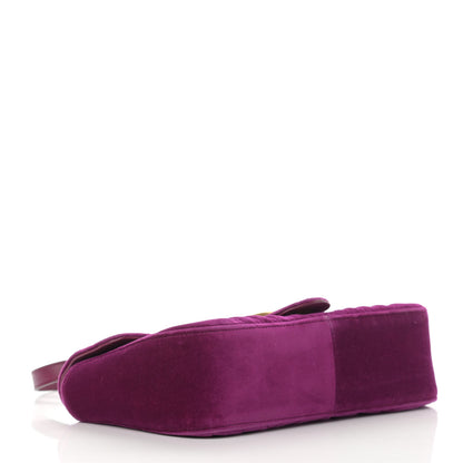 Gucci Velvet Matelasse Small GG Marmont Shoulder Bag Fuchsia Violet Cyclamen 4 of 17
