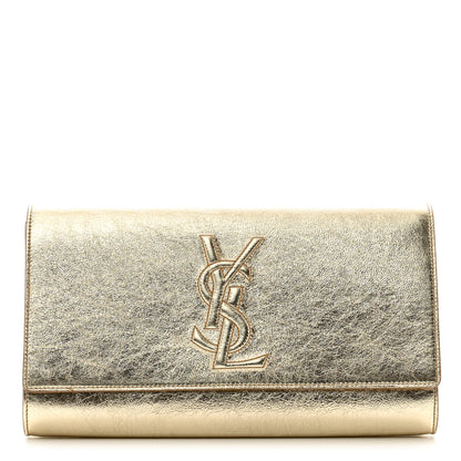 Saint Laurent Metallic Calfskin Monogram Large Belle De Jour Clutch Gold 1 of 9