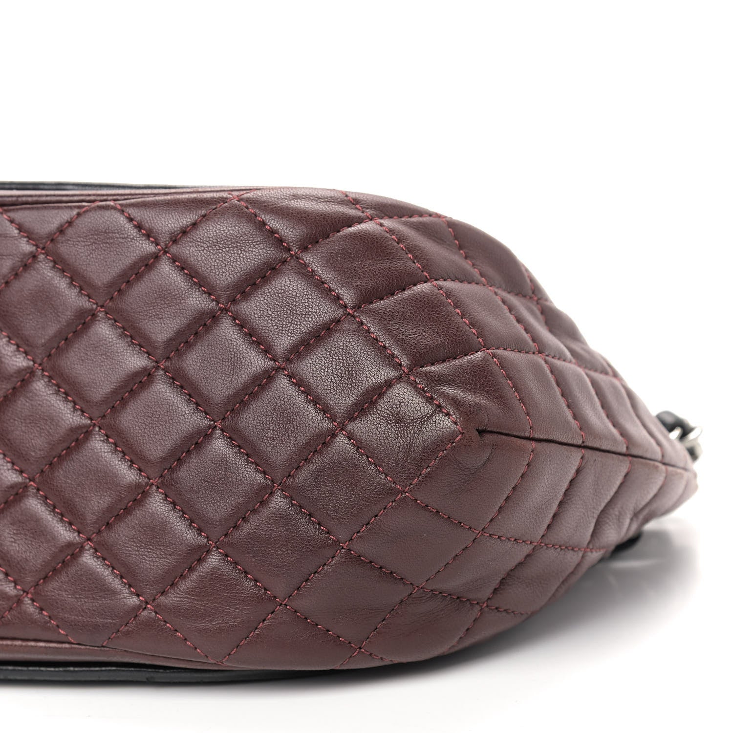 Chanel Lambskin Quilted Classic Twist Crescent Flap Black Burgundy 6 of 8