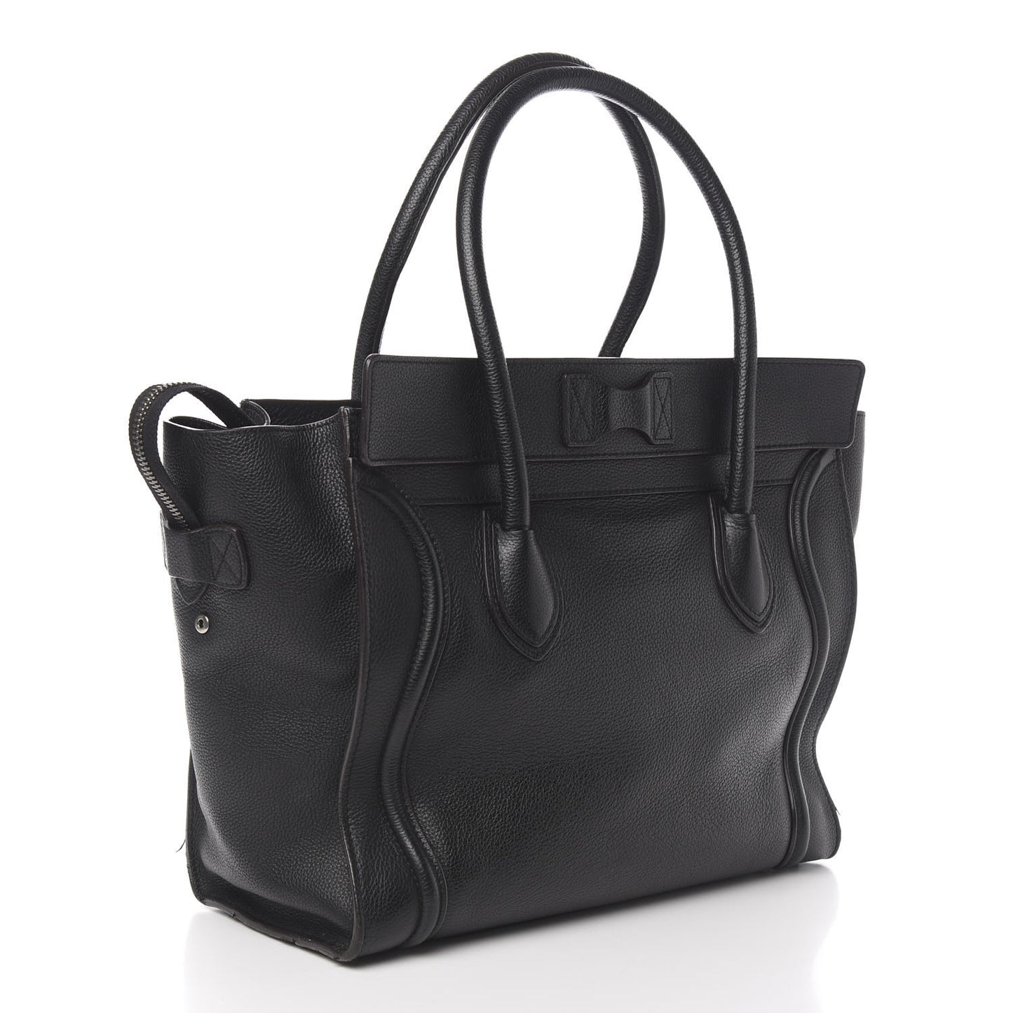 Drummed Calfskin Shoulder Luggage Black