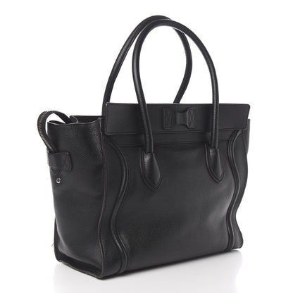 Celine Drummed Calfskin Shoulder Luggage Black 2 of 11