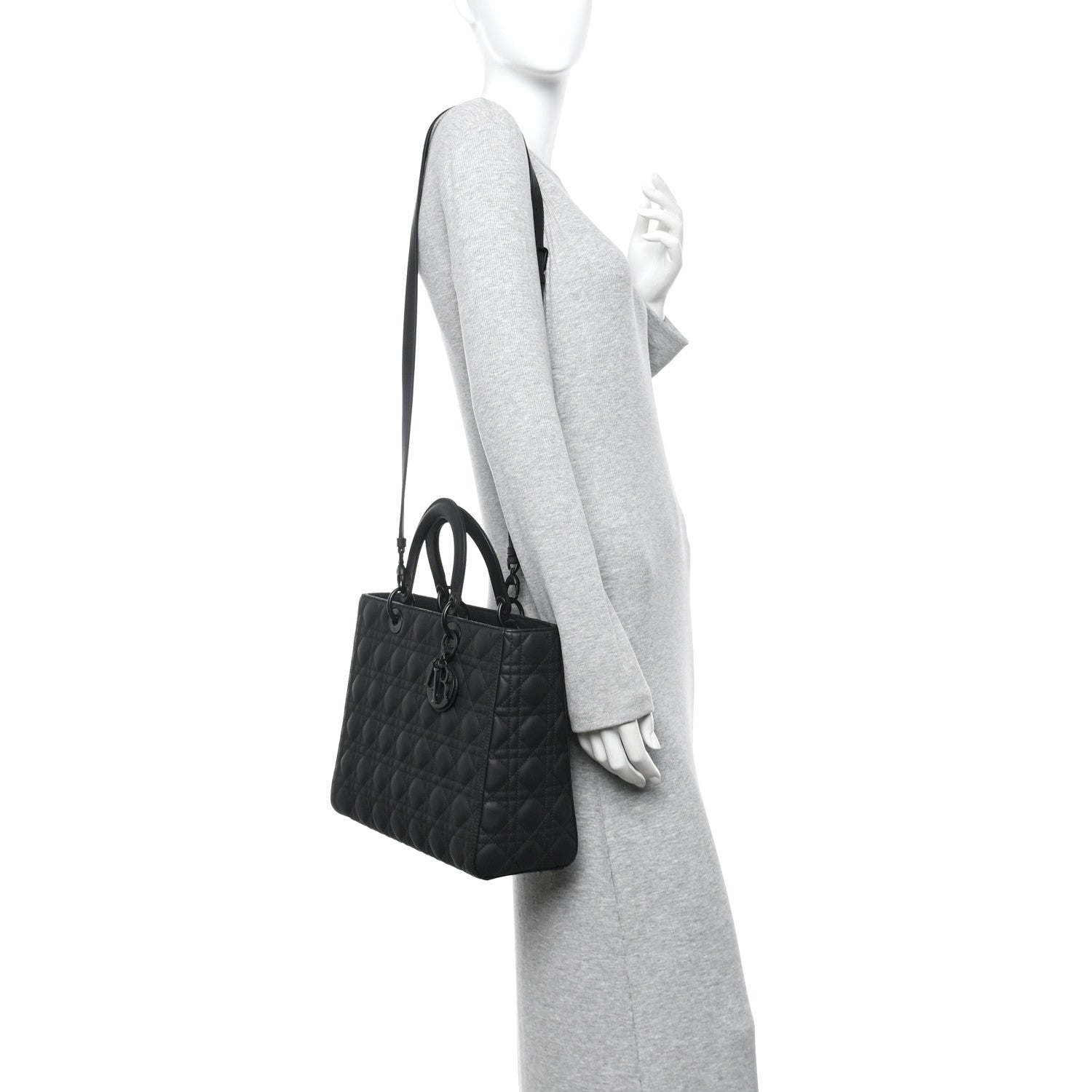 Christian Dior Ultra Matte Calfskin Cannage Large Lady Dior Black 2 of 10