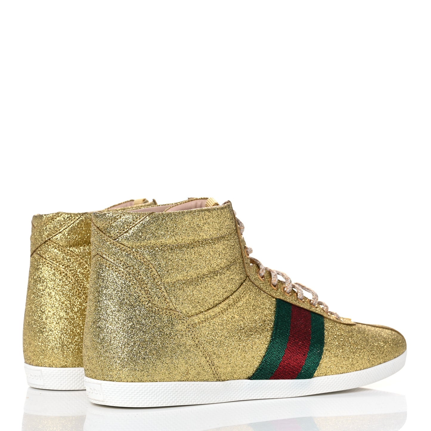 Glitter Web New Bright High Top Sneakers 39 Oro