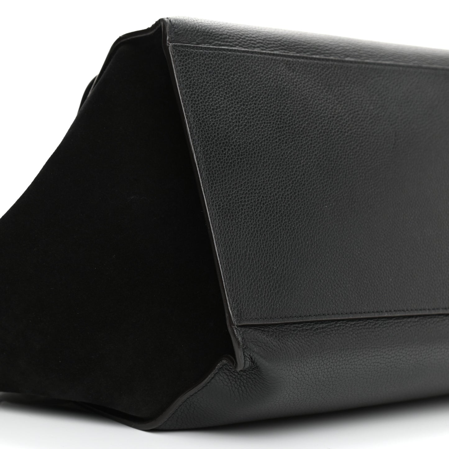 Drummed Calfskin Suede Large Trapeze Black