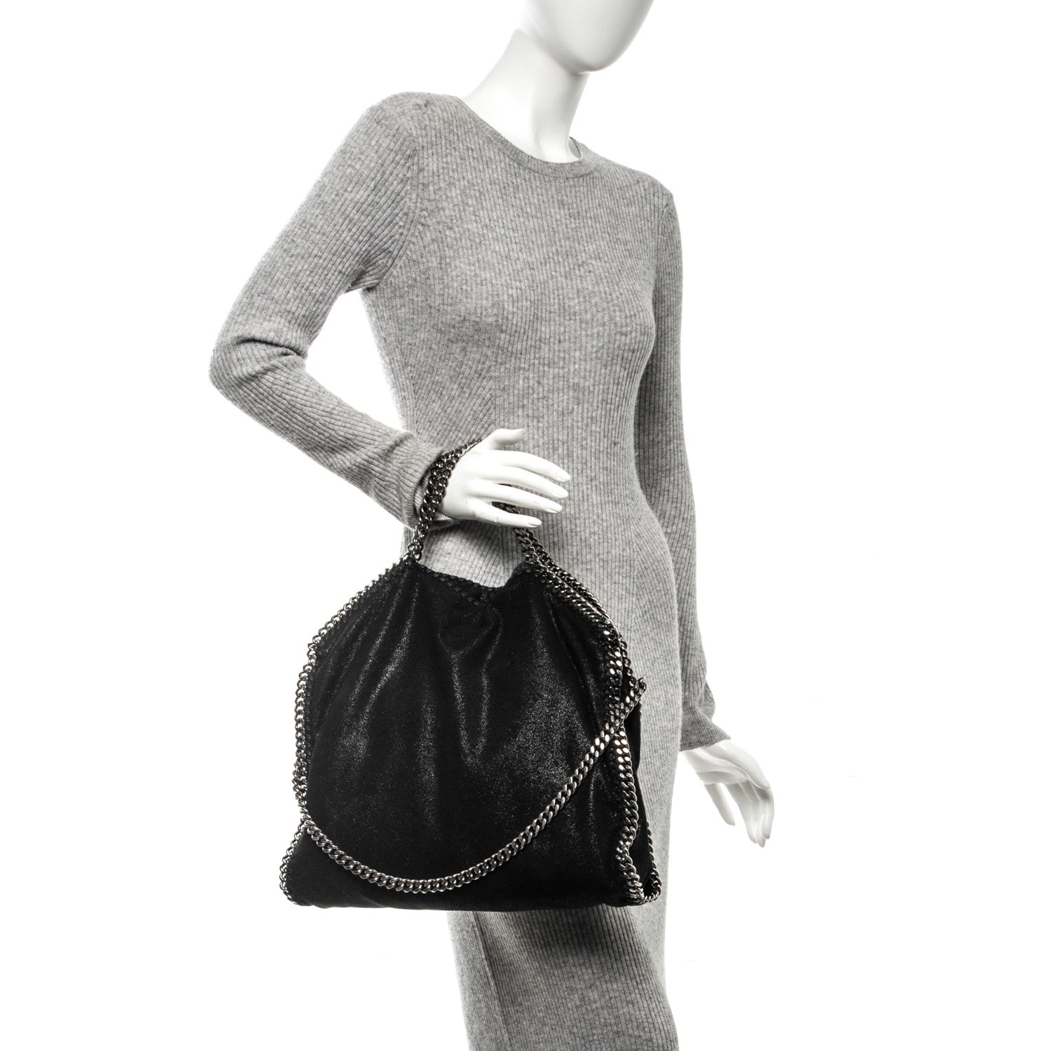 Stella McCartney Shaggy Deer Falabella Fold Over Tote Black 2 of 7