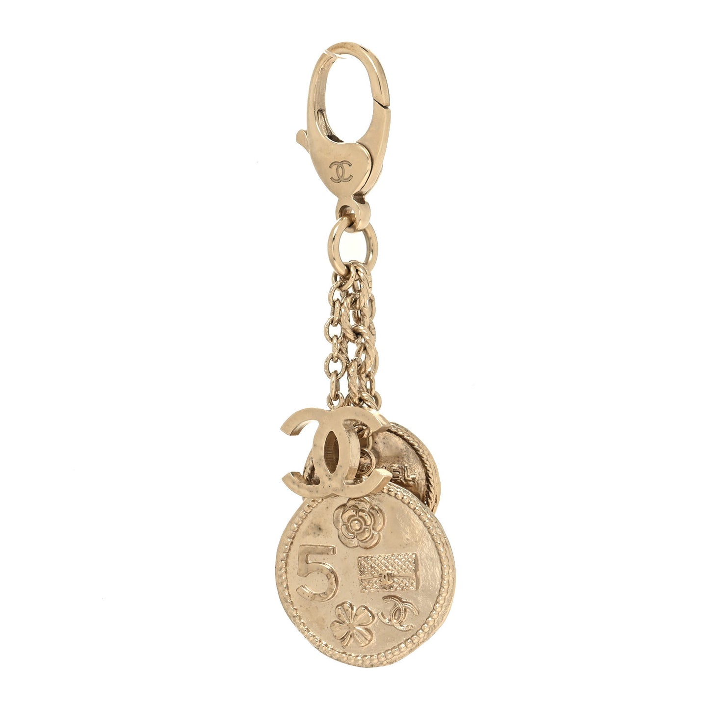 Coco Chanel CC Coins Key Chain Light Gold