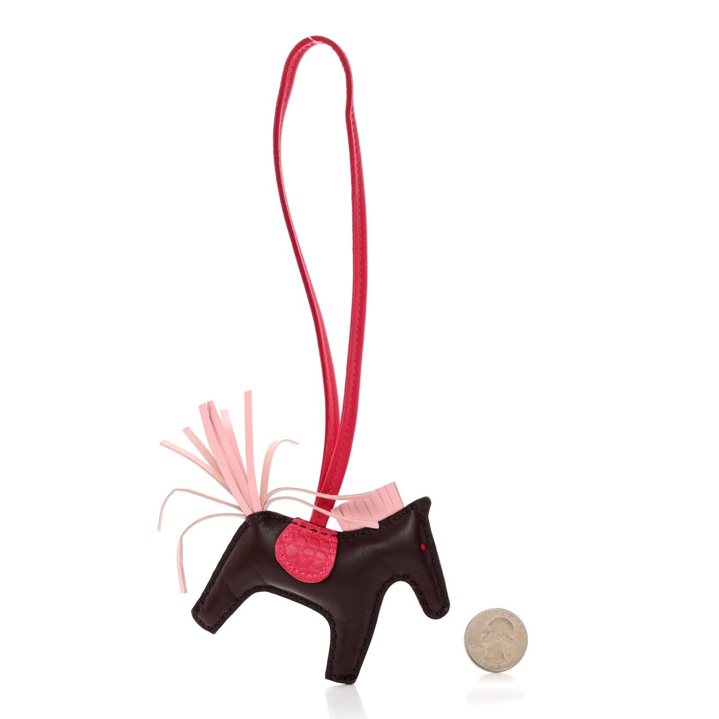 Milo Lambskin Matte Alligator Touch Grigri Rodeo Horse Bag Charm PM Rouge Sellier Framboise Rose Sakura