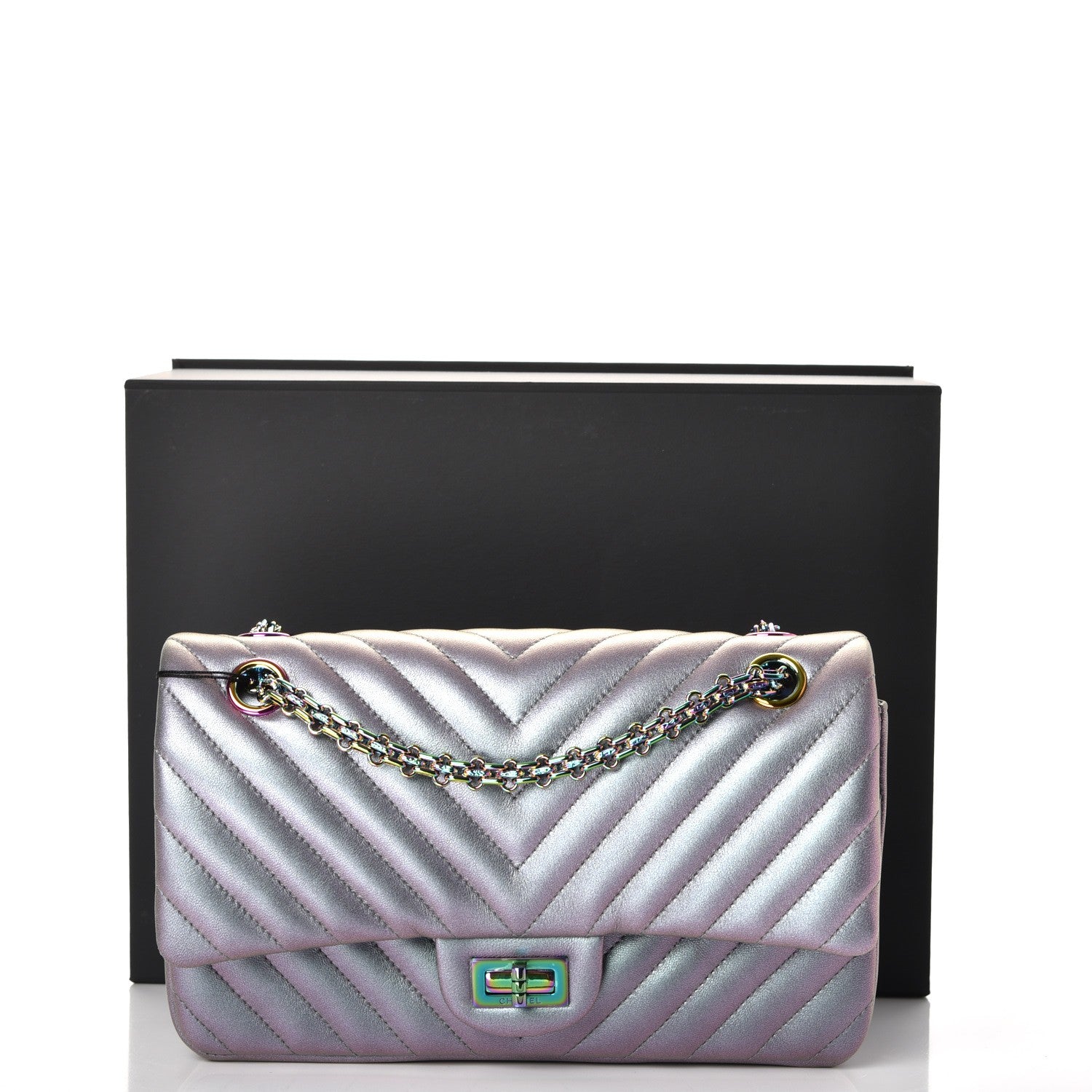 Chanel Iridescent Lambskin Chevron Quilted 2.55 Reissue 225 Flap Light Purple 9 of 9