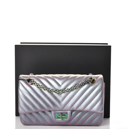 Chanel Iridescent Lambskin Chevron Quilted 2.55 Reissue 225 Flap Light Purple 9 of 9