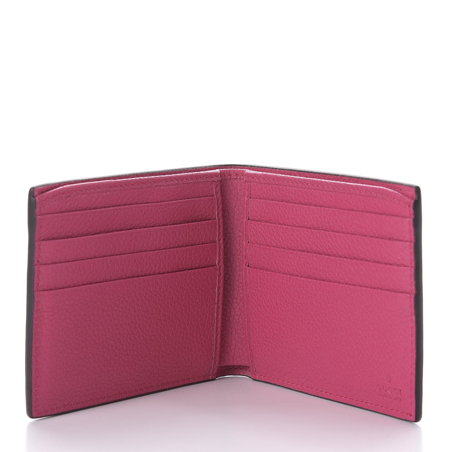 Grained Calfskin Logo Bi-Fold Wallet Box Pink Green