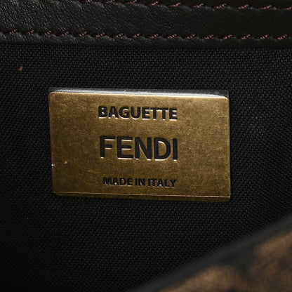 Fendi Fabric Jacquard FF 1974 Midi Chain Baguette Tobacco Moro 6 of 10