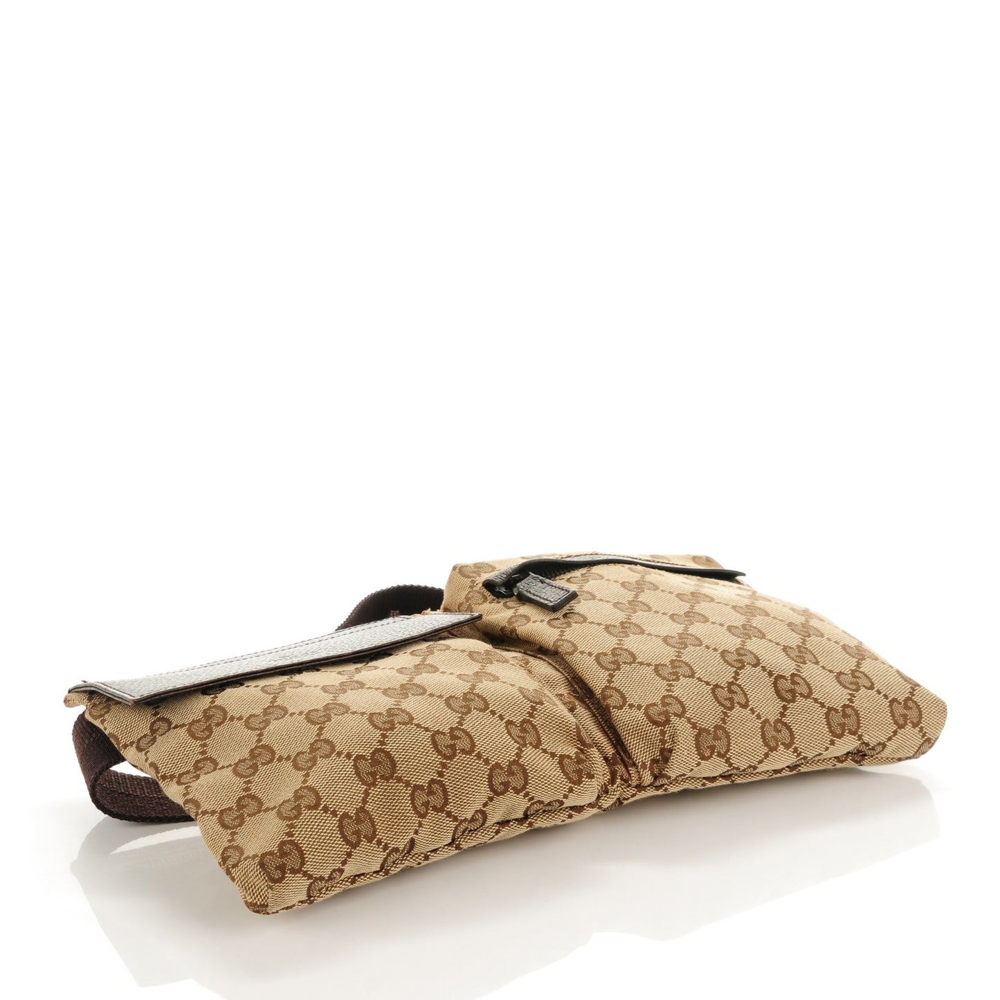 GG Monogram Double Pocket Belt Bag Dark Brown