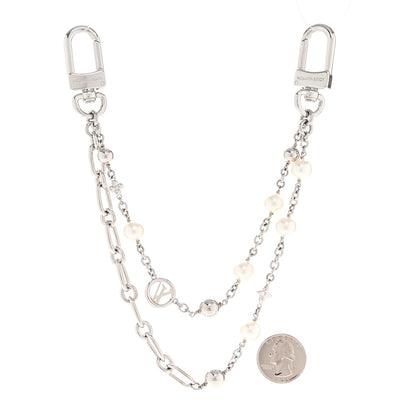 Louis Vuitton Metal Pearl Chain Midnight Bag Charm Silver 2 of 5
