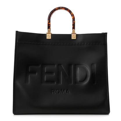 Fendi Vitello King Plexiglass Large Fendi Sunshine Shopper Tote Black 1 of 11
