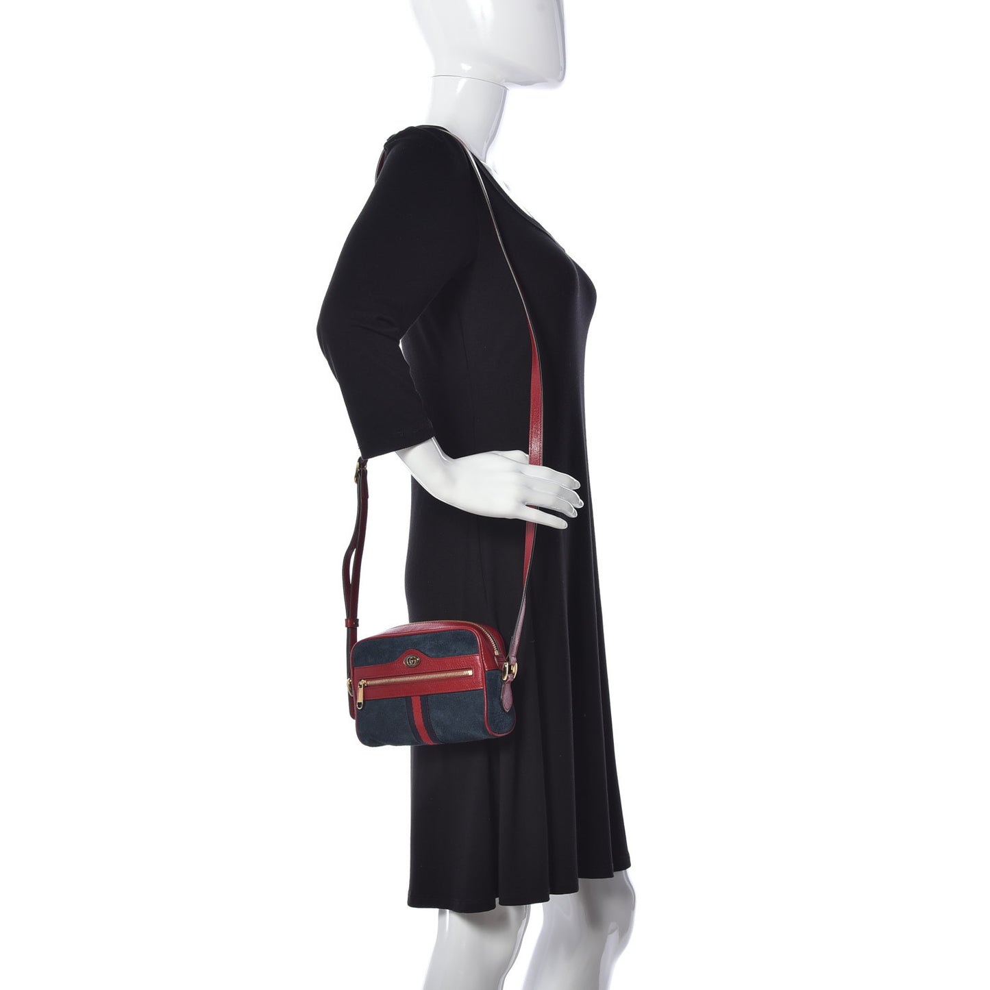 Suede Calfskin Web Mini Ophidia Shoulder Bag New Blue Romantic Cherry