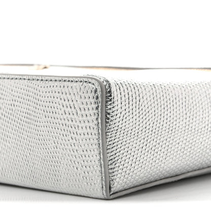 Chanel Lizard Embossed Top Handle Slim Vanity With Chain Silver 10 of 14
