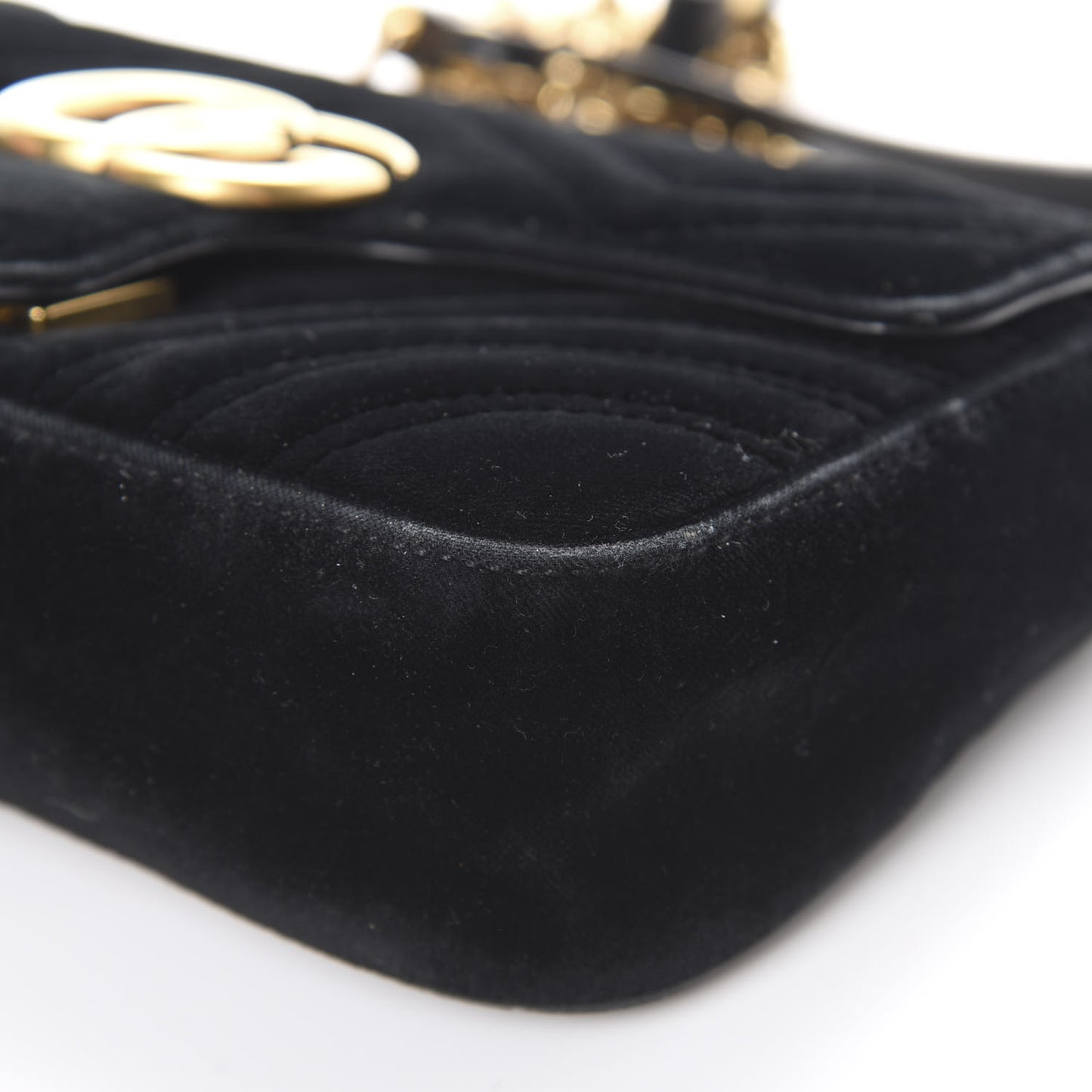 Velvet Matelasse Mini GG Marmont Shoulder Bag Black