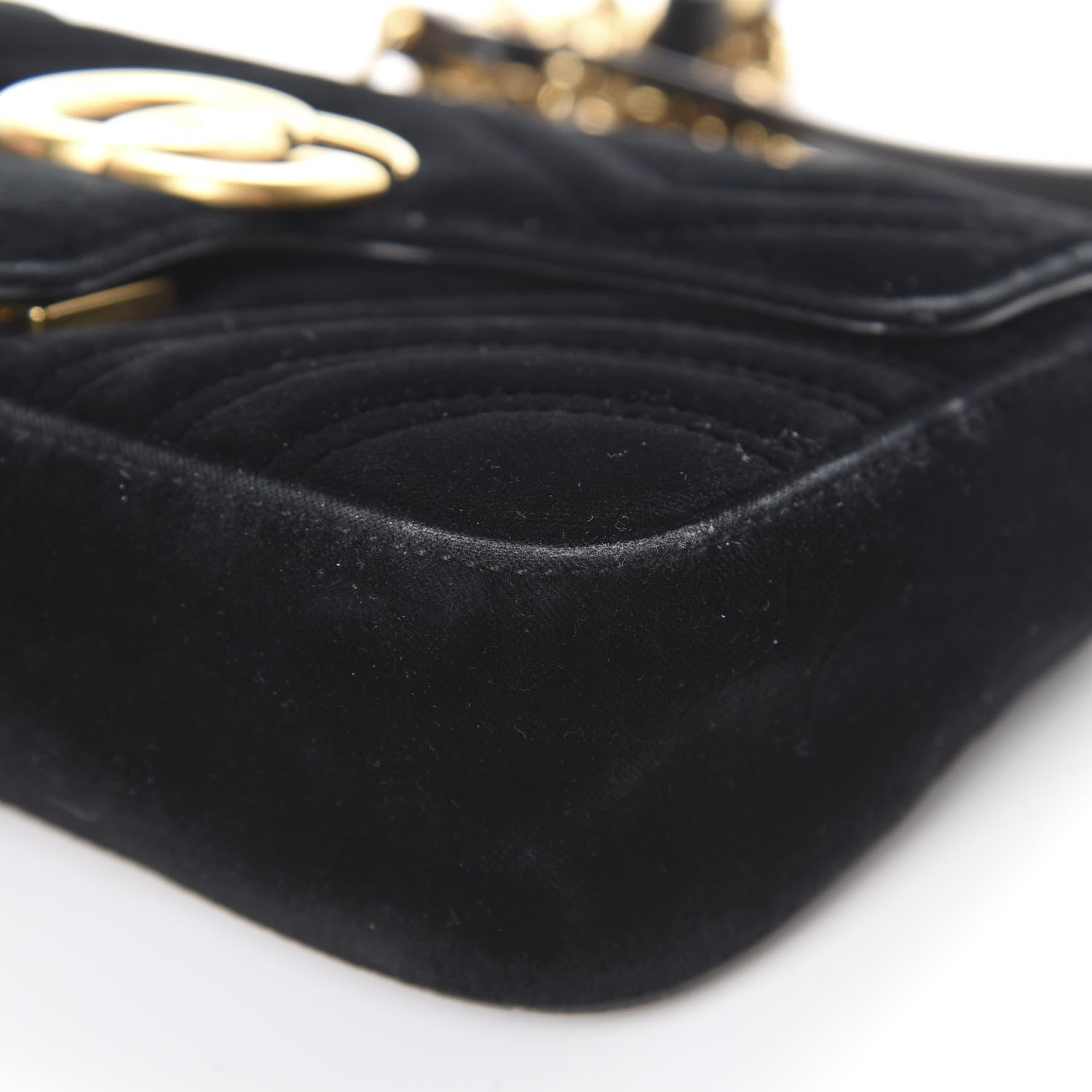 Gucci Velvet Matelasse Mini GG Marmont Shoulder Bag Black 9 of 20
