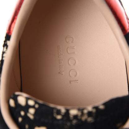 Gucci Lace Crystal Sylvie Web Flower Leaf Womens Ace Sneakers 37.5 Black Tan Beige 6 of 8