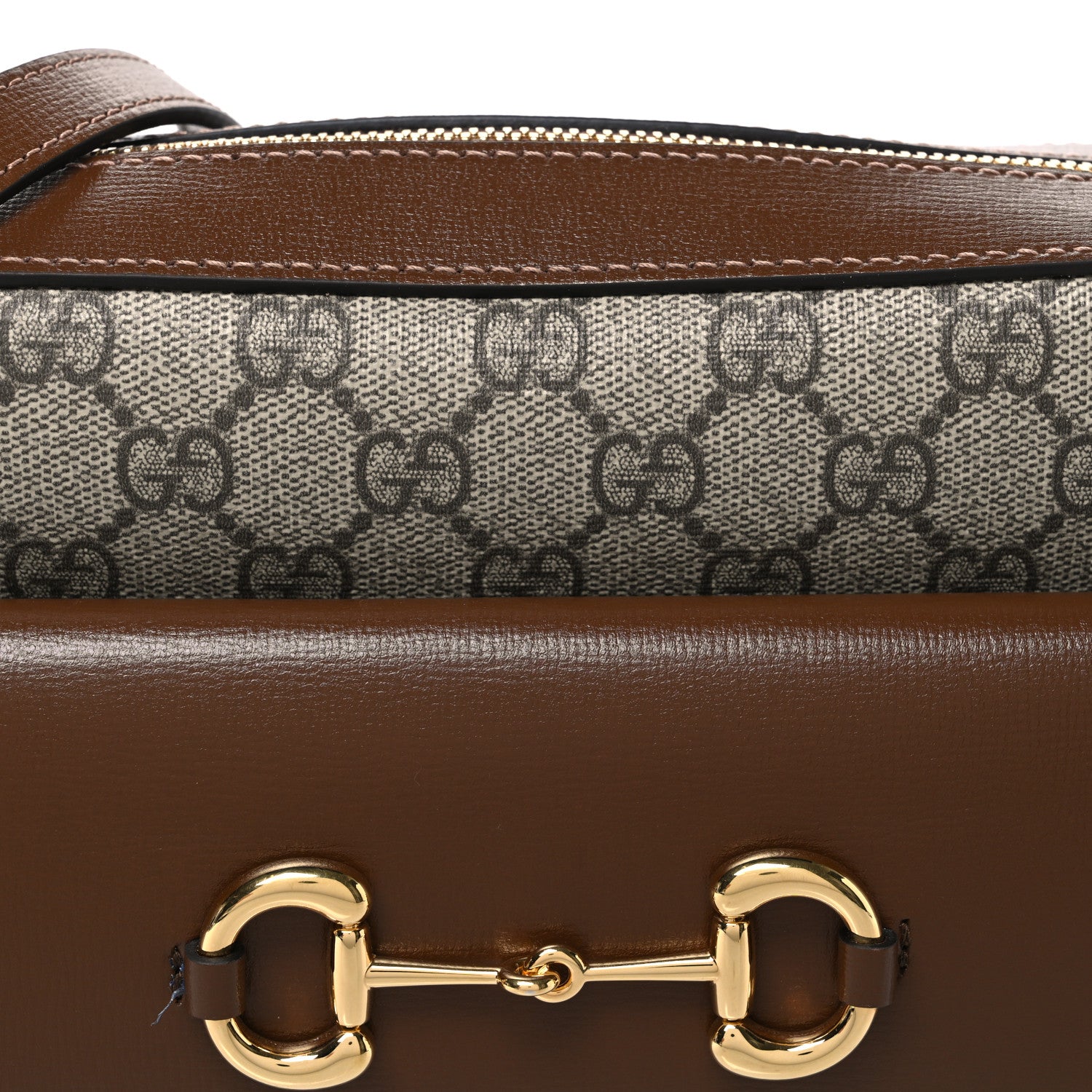 Gucci GG Supreme Monogram Small Horsebit 1955 Shoulder Bag Beige Brown Sugar 7 of 9