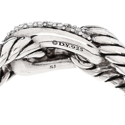 David Yurman Sterling Silver Diamond Pave Petite Single Loop Labyrinth Ring 52 6 4 of 5