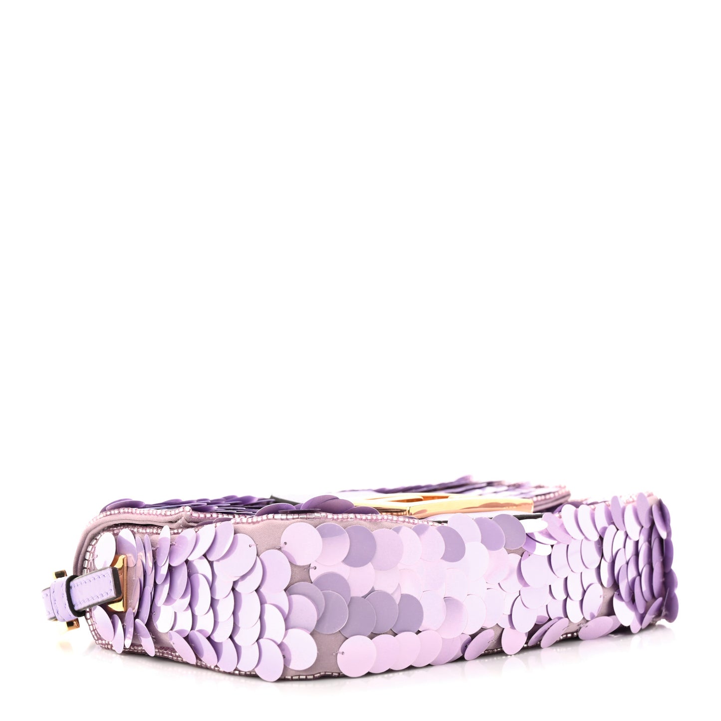 Satin Sequin Paillettes Shiny Nappa Mini Baguette 1997 Lilla