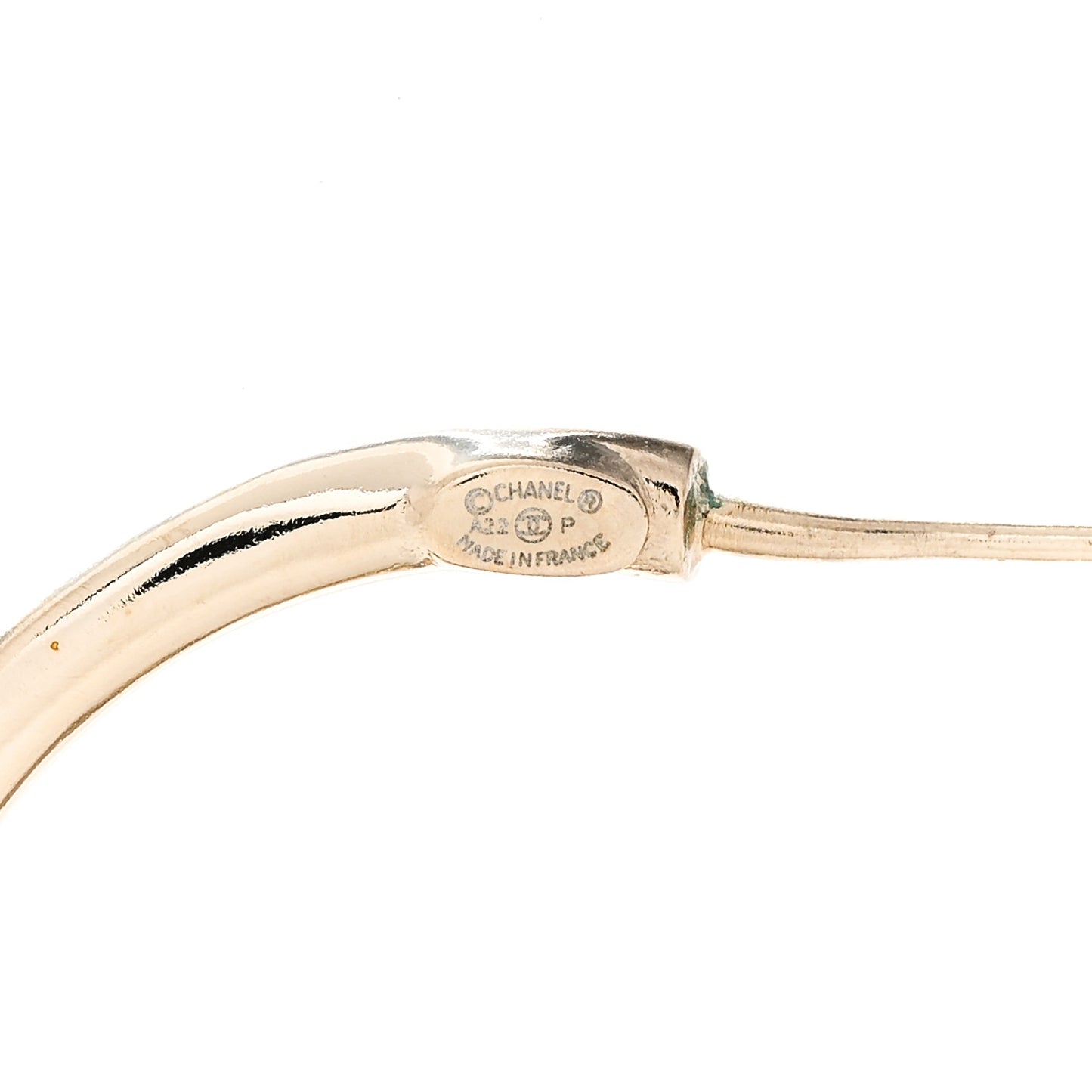 Metal Textured CC Hoop Earrings Gold