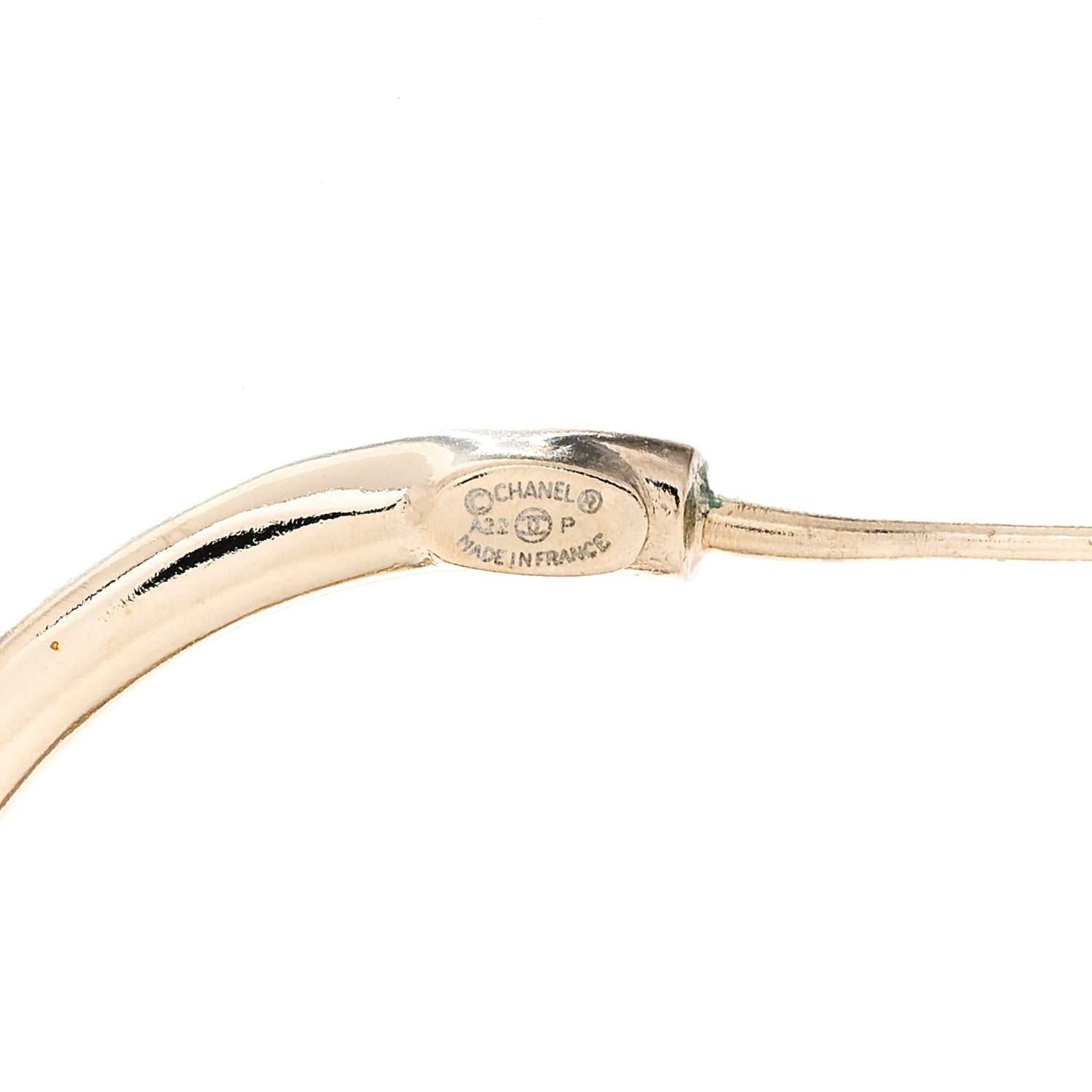 Chanel Metal Textured CC Hoop Earrings Gold 4 of 5