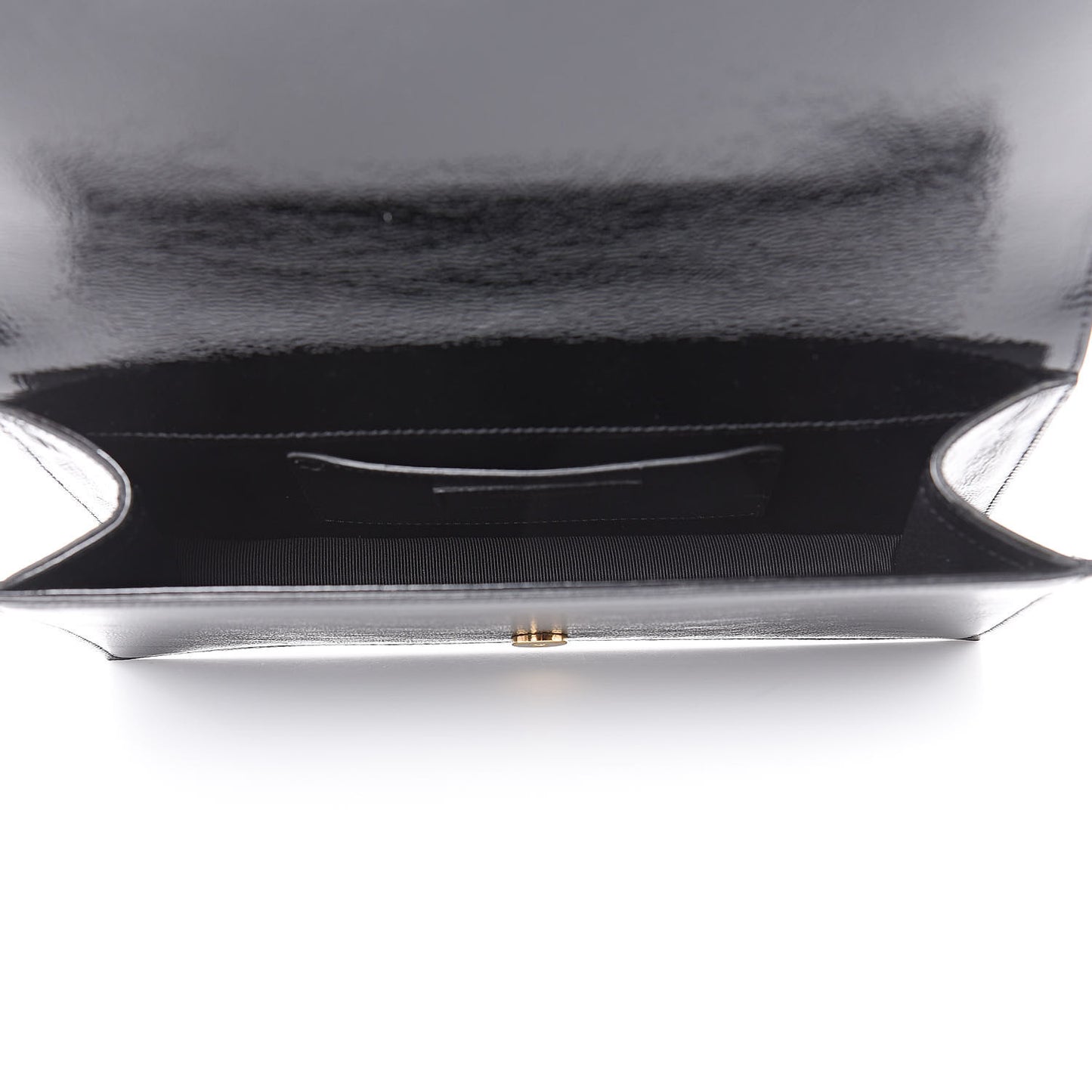 Textured Patent Classic Kate Monogram Clutch Black