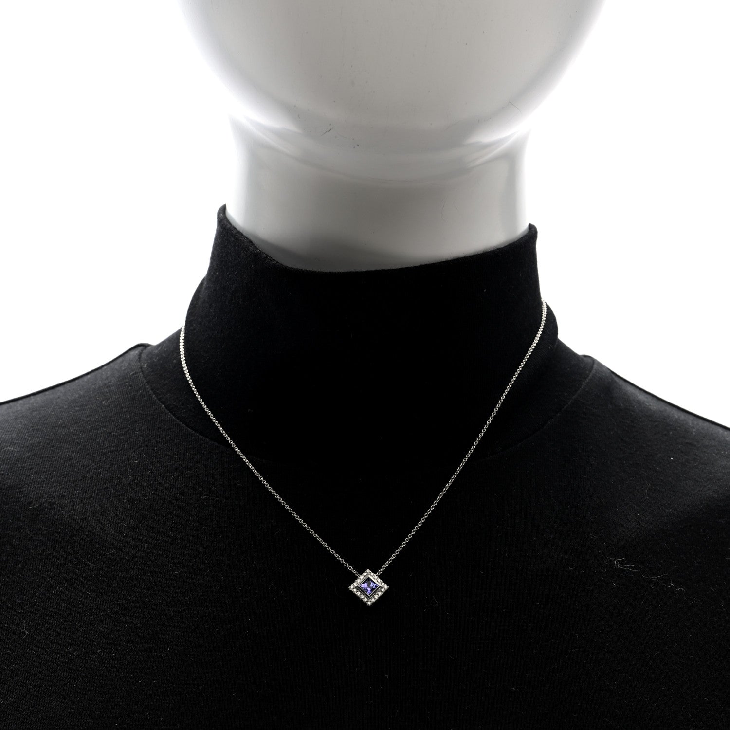 Tiffany Platinum Diamond Tanzanite Pendant Necklace 2 of 4