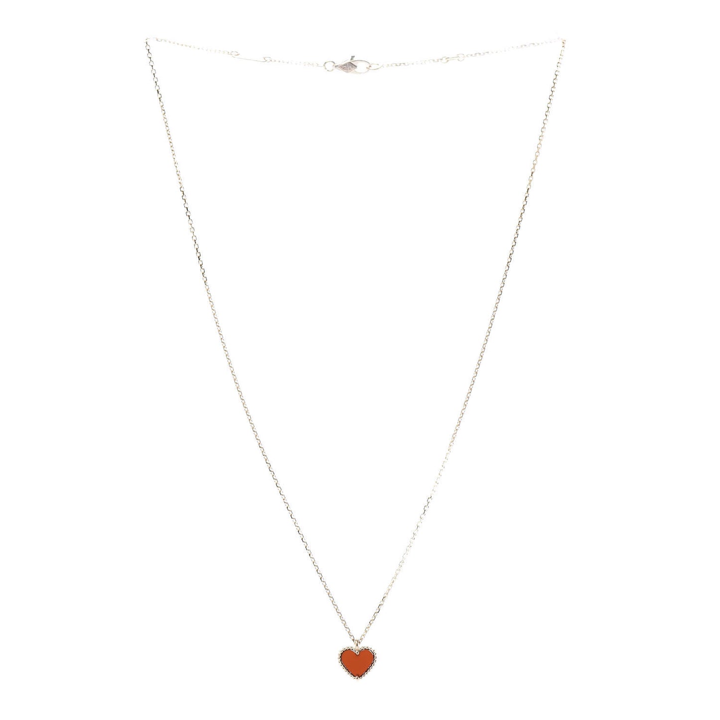 18K Rose Gold Carnelian Sweet Alhambra Heart Pendant Necklace