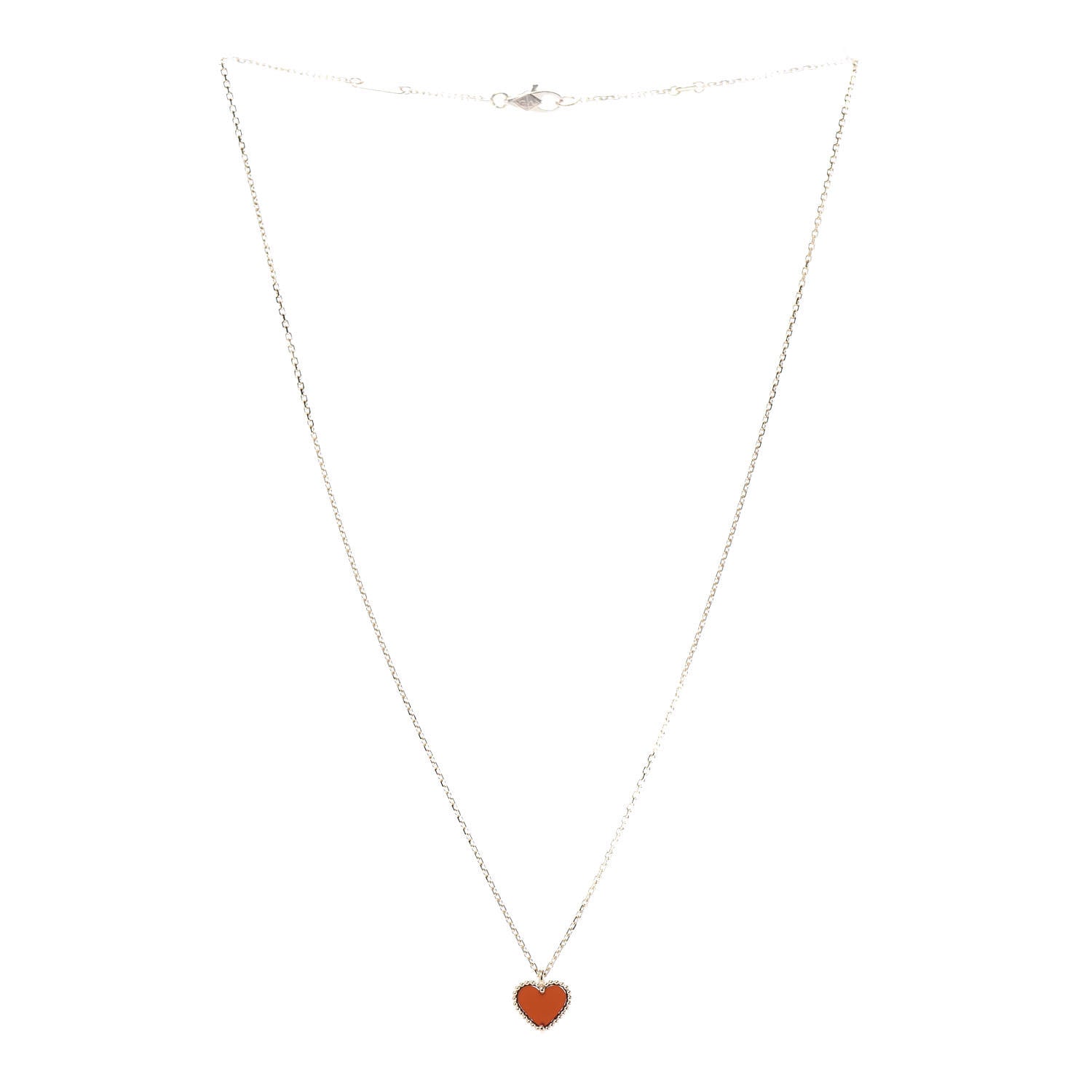 Van Cleef & Arpels 18K Rose Gold Carnelian Sweet Alhambra Heart Pendant Necklace 3 of 7