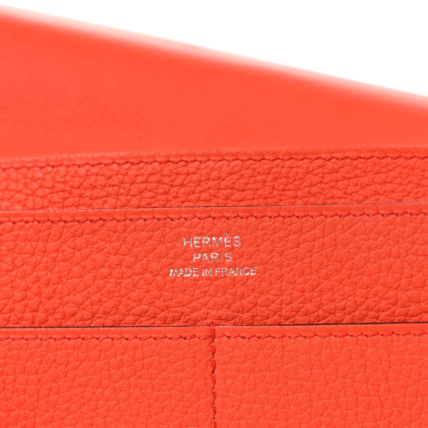 Hermes Togo Dogon Duo Wallet Orange Poppy Rose Candy 7 of 11