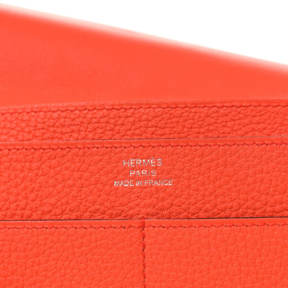 Hermes Togo Dogon Duo Wallet Orange Poppy Rose Candy 7 of 11
