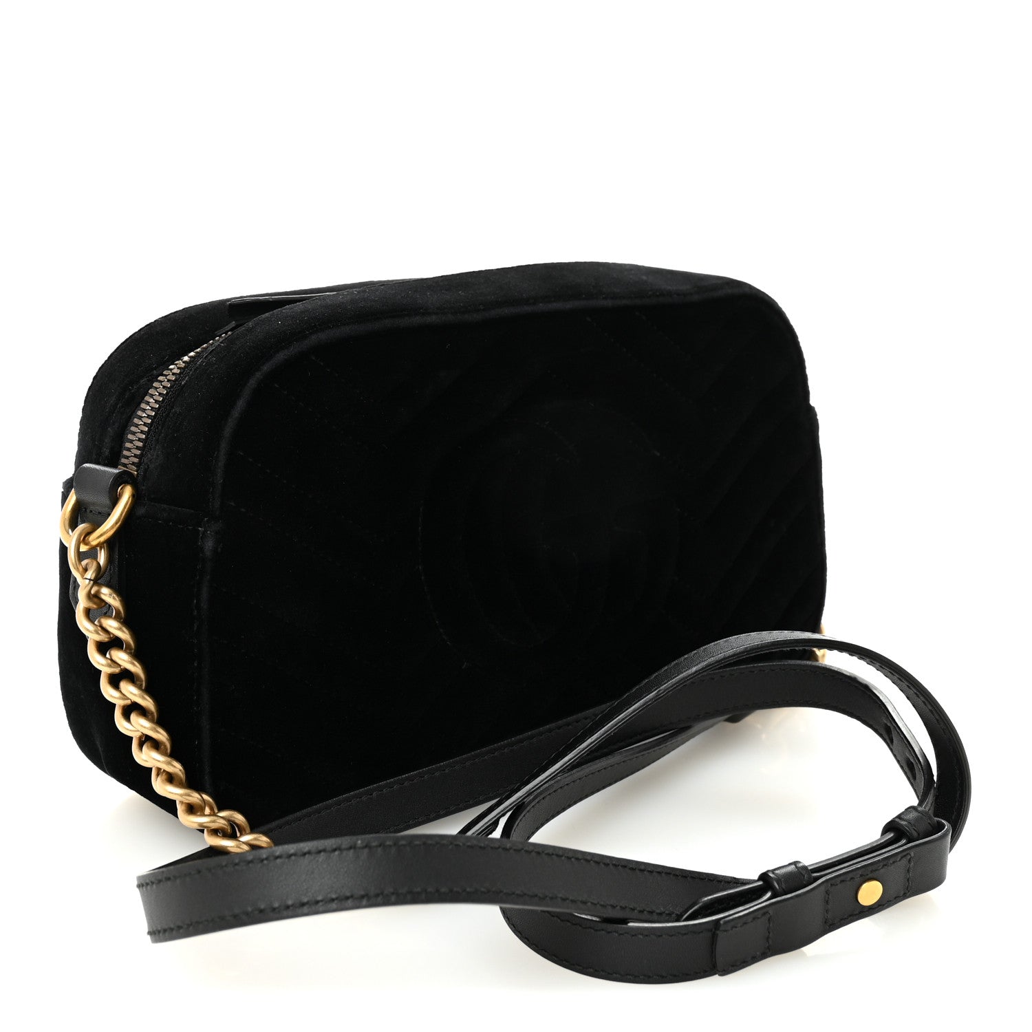 Gucci Velvet Matelasse Small GG Marmont Chain Shoulder Bag Black 3 of 13