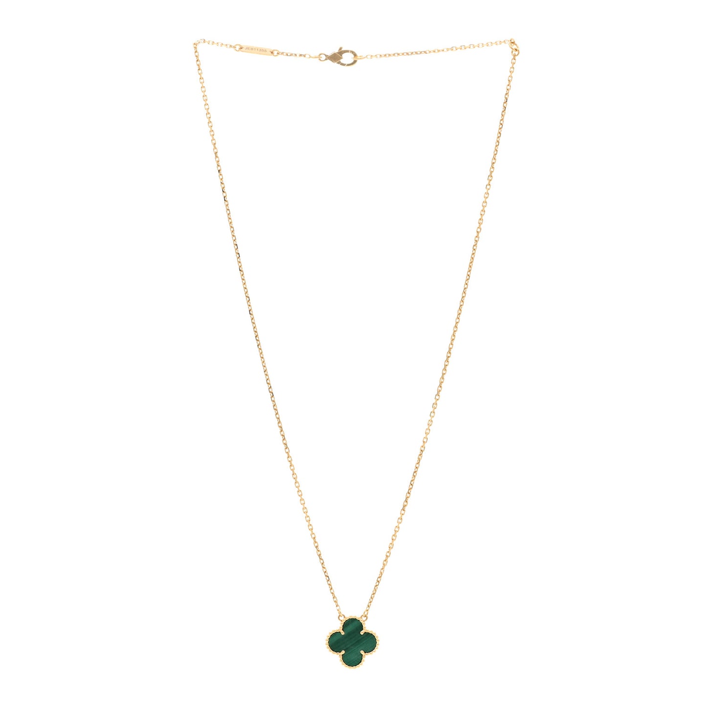 18K Yellow Gold Malachite Vintage Alhambra Pendant Necklace