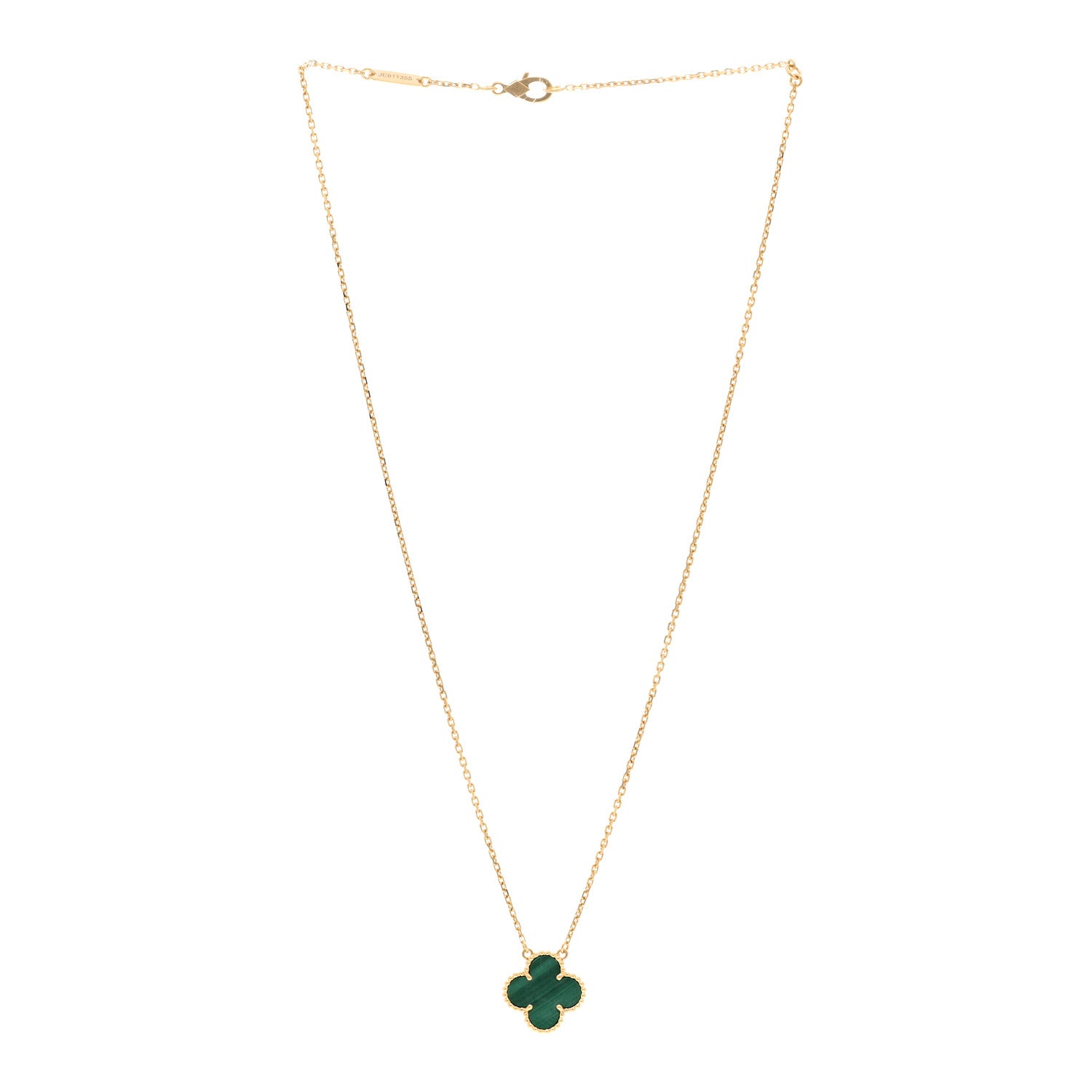 Van Cleef & Arpels 18K Yellow Gold Malachite Vintage Alhambra Pendant Necklace 3 of 5