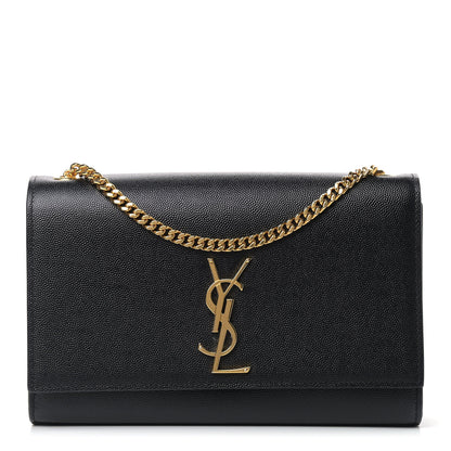 Saint Laurent Grain De Poudre Medium Classic Monogram Kate Satchel Black 1 of 11