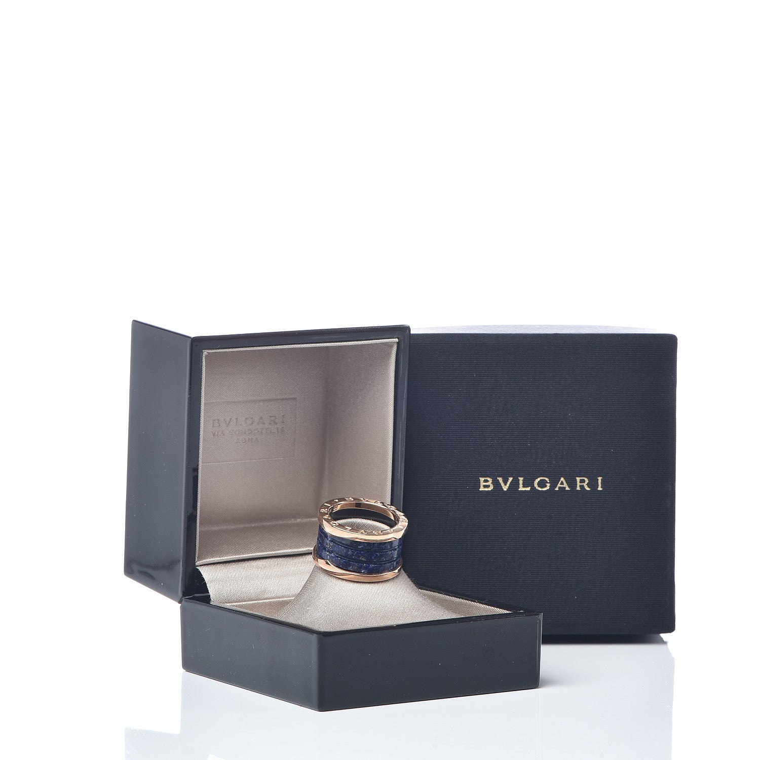 Bulgari 18K Rose Gold Lapis Lazuli B.Zero1 Four-Band Ring 50 5.5 6 of 6