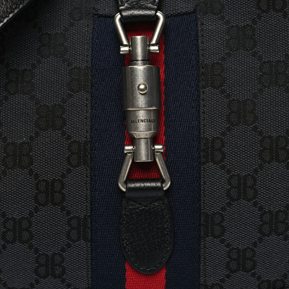 Gucci X BALENCIAGA BB Monogram Calfskin Web Small Jackie 1961 Hobo Black 8 of 10