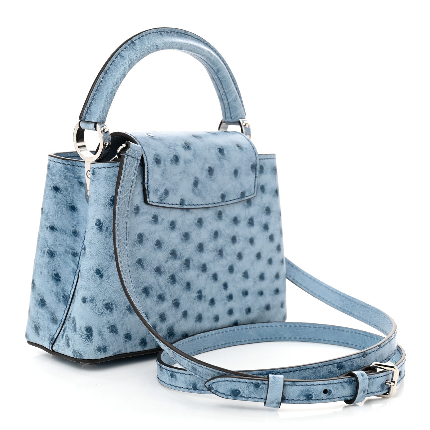 Louis Vuitton Ostrich Capucines Mini Blue Denim 3 of 10