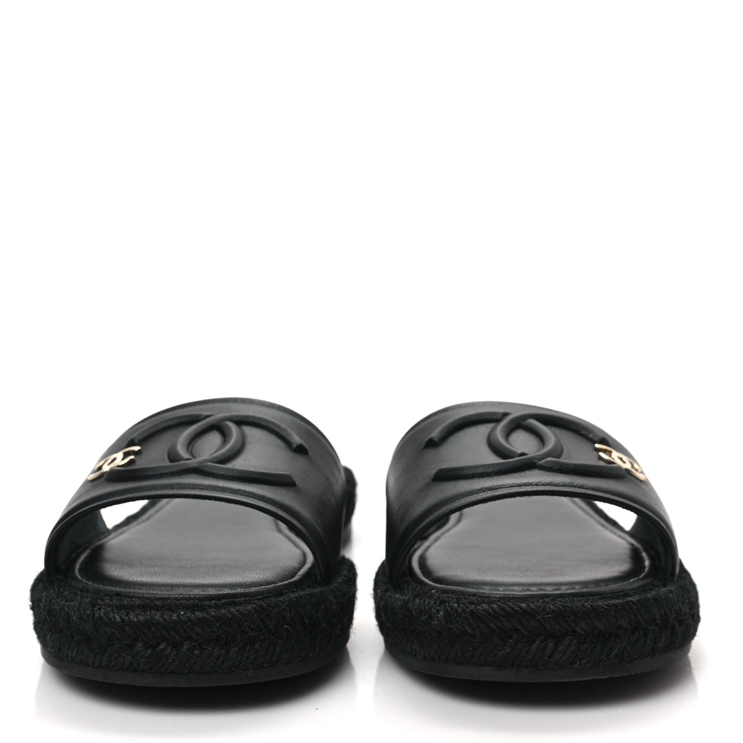 Chanel Lambskin Espadrille Mule Sandals 38 Black 2 of 10